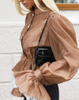 Asymmetrical Lace Shirt with Ruffle Hem