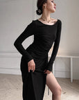 French Style White Round Neck Dress for Women