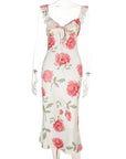 French V-Neck Floral Maxi Dress