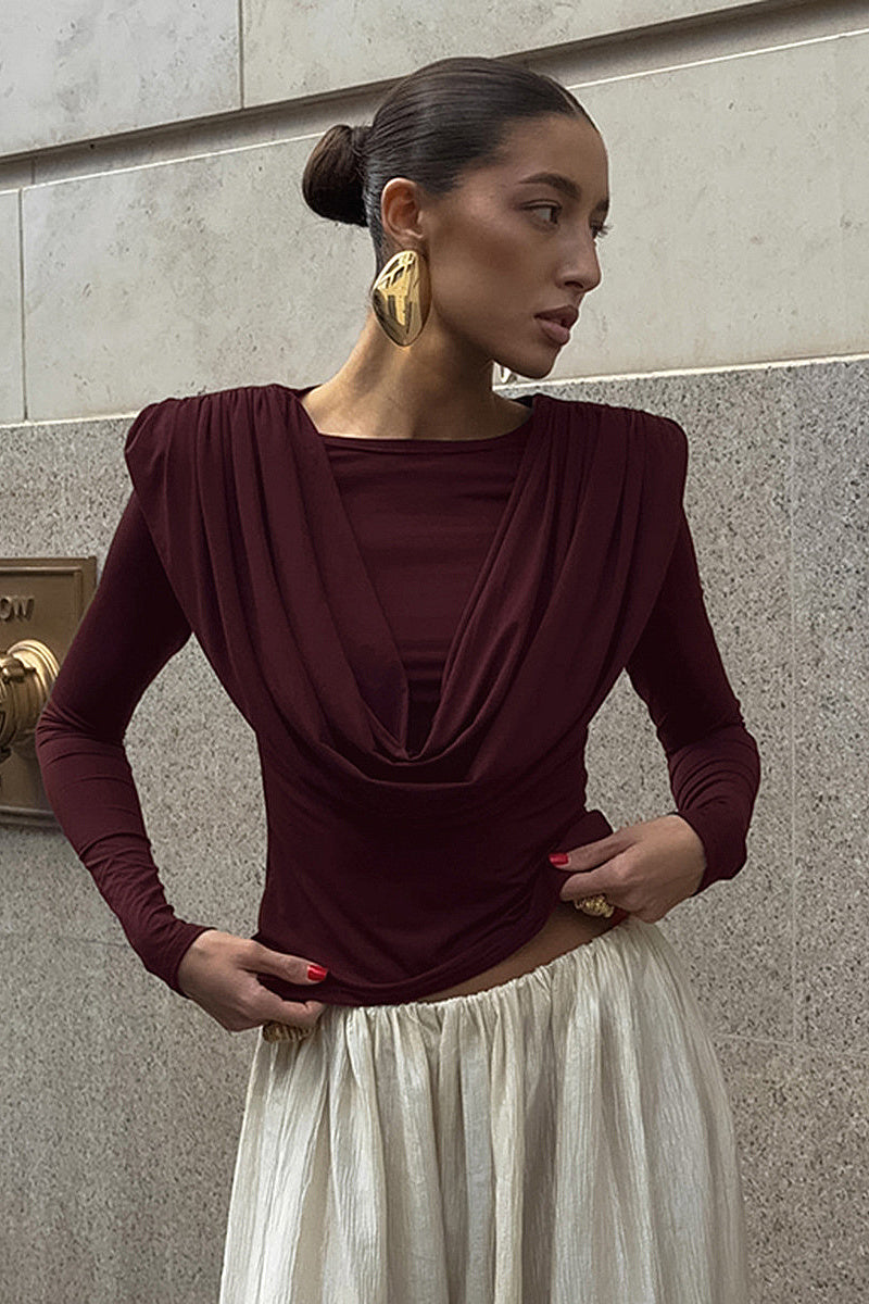 Elegant Pleated Long Sleeve Top for Women