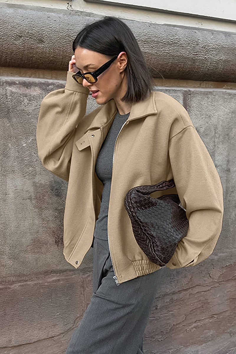 Thick Woolen Coat for Women in Khaki