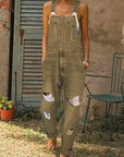 Trendy Women's Denim Overalls with Distressed Wash