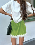 Summer Lace Trim A-Line Skirt for Women
