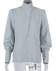 Spring Women's Long Sleeve Chinese Collar Shirt