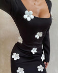 Sexy Floral Long Sleeve Dress for Women