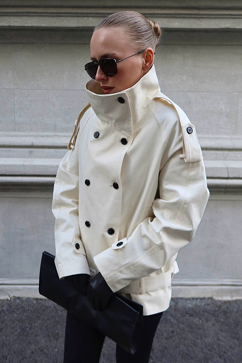 Fashionable Short Double-Breasted Coat for Autumn and Winter