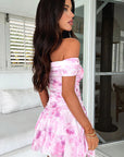 Off Shoulder Printed Pleated Summer Dress