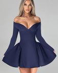 Elegant Slim Fit A-Line Long Sleeve Dress