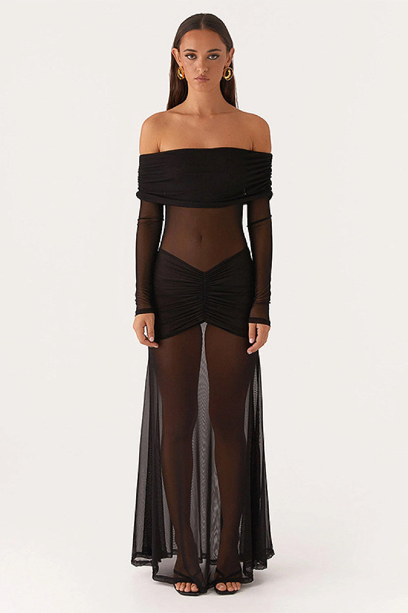 Chic Long Sleeve Off Shoulder Dress