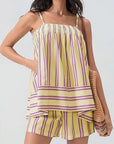 Summer Sleeveless Striped Sweet Style Set