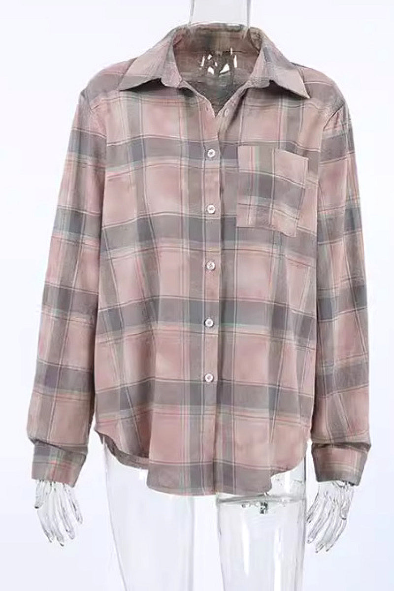 Plaid Long Sleeve Shirt for Women