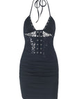 Sexy Lace Cami Dress with V-Neck and Backless Design