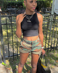 Summer Casual Camouflage Zipper Shorts for Women