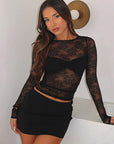Autumn Women's Lace Top and Skirt Set