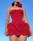 Spring New Short Dress with Floral Texture
