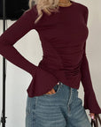 American Style Sexy Slim Fit Irregular Long Sleeve T-Shirt