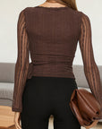 Sexy Lace Tie Long Sleeve Top