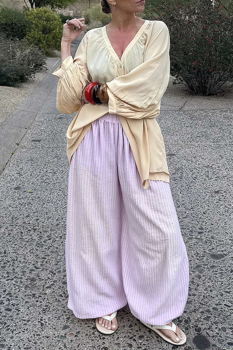 Summer Loose Fit Bubble Cuffed Pants for Women