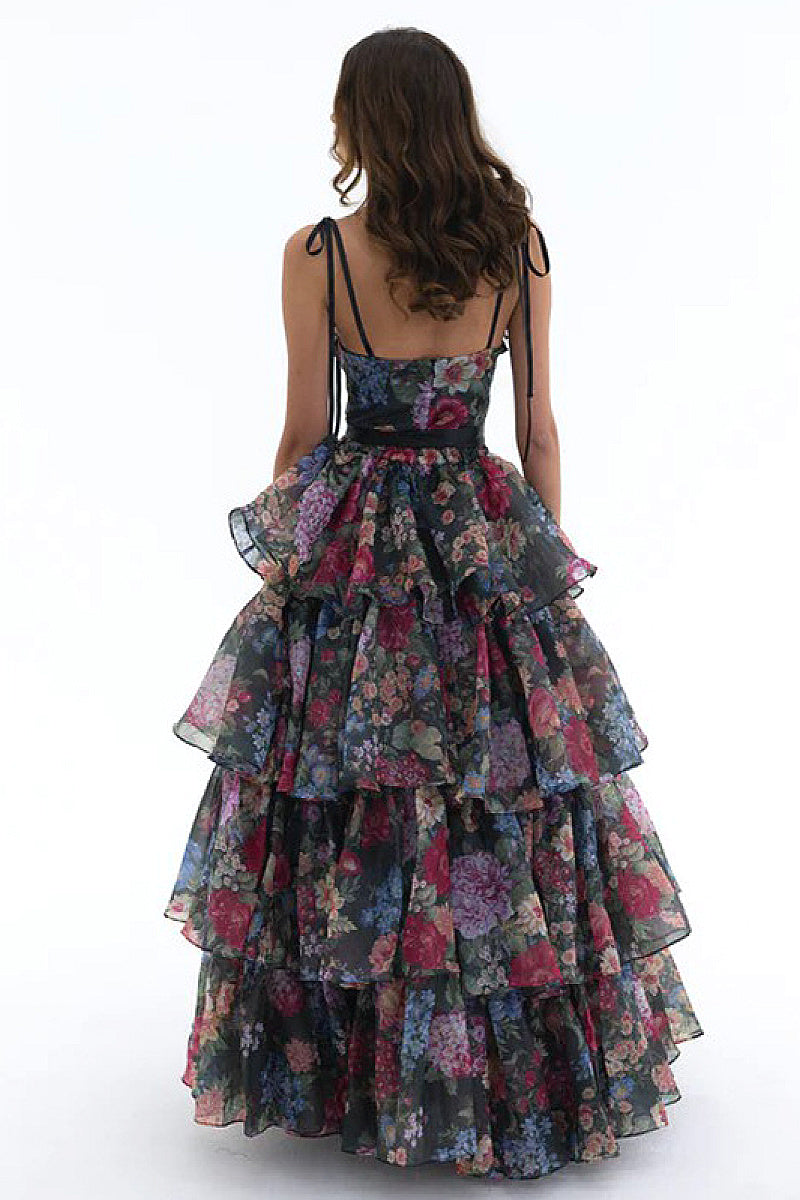 Stylish Floral Print Strapless Dress Set