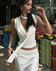 Sleeveless Summer Top with Tie for Women
