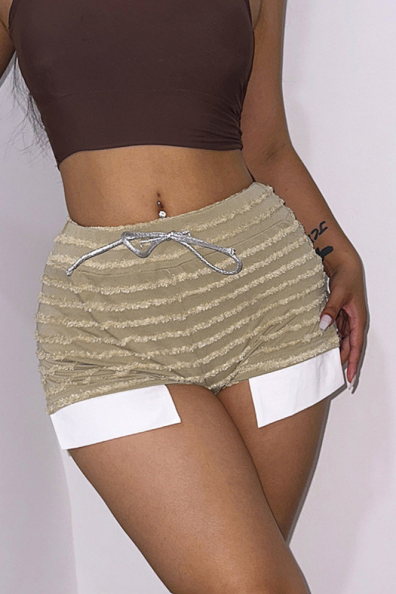 High-Waisted Striped Drawstring Shorts for Women