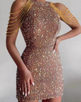 2026 Spring Summer Fashion Sexy Crystal Chain Bodycon Dress