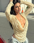 Trendy Long Sleeve Top with Unique Fabric
