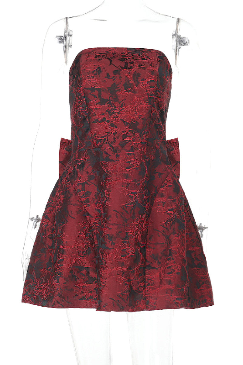 Summer Fashionable Strapless Mini Dress with Bow