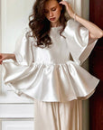 Elegant Ruffled Satin Blouse for Women