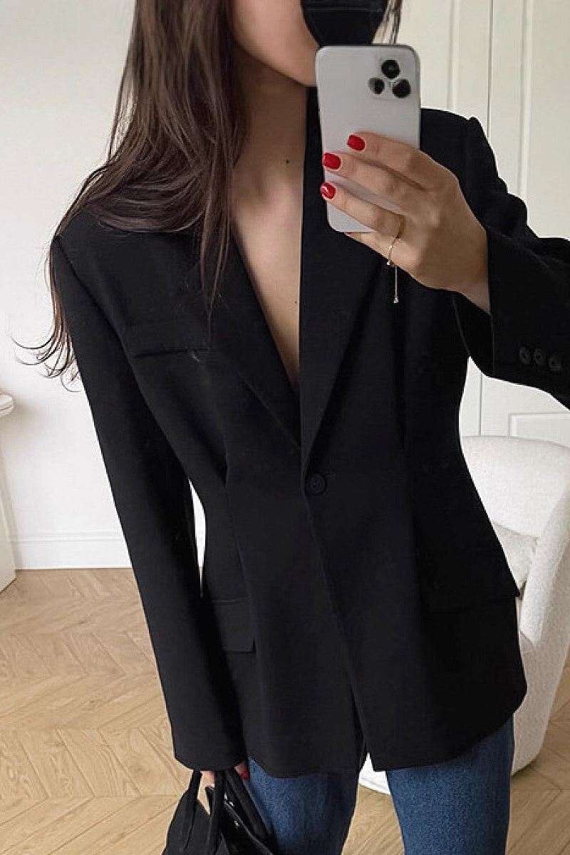Retro Black Blazer for Women