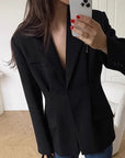 Retro Black Blazer for Women