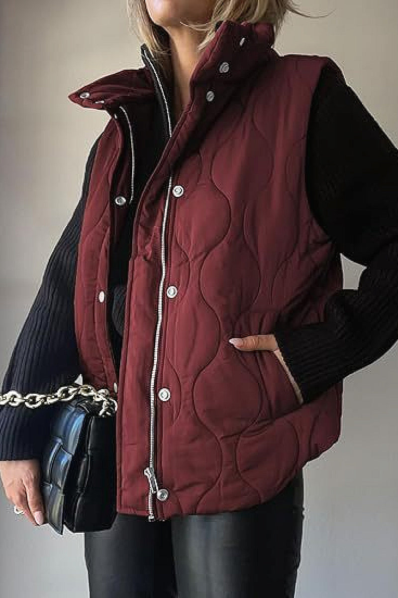 Fashionable Casual Sleeveless Cotton Vest with Zipper