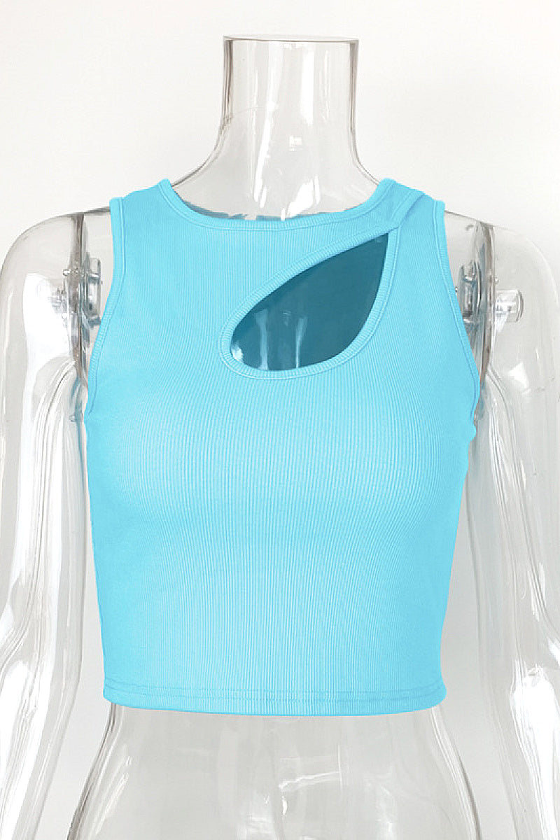 Sexy Hollow Ribbed Tank Top for Women