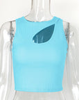 Sexy Hollow Ribbed Tank Top for Women