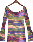 New Sheer Color Block Long Sleeve Dress