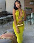 New Women's Deep V Neck Long Dress