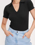 Summer New Women's Cotton Polo Neck Slim Fit Bodysuit