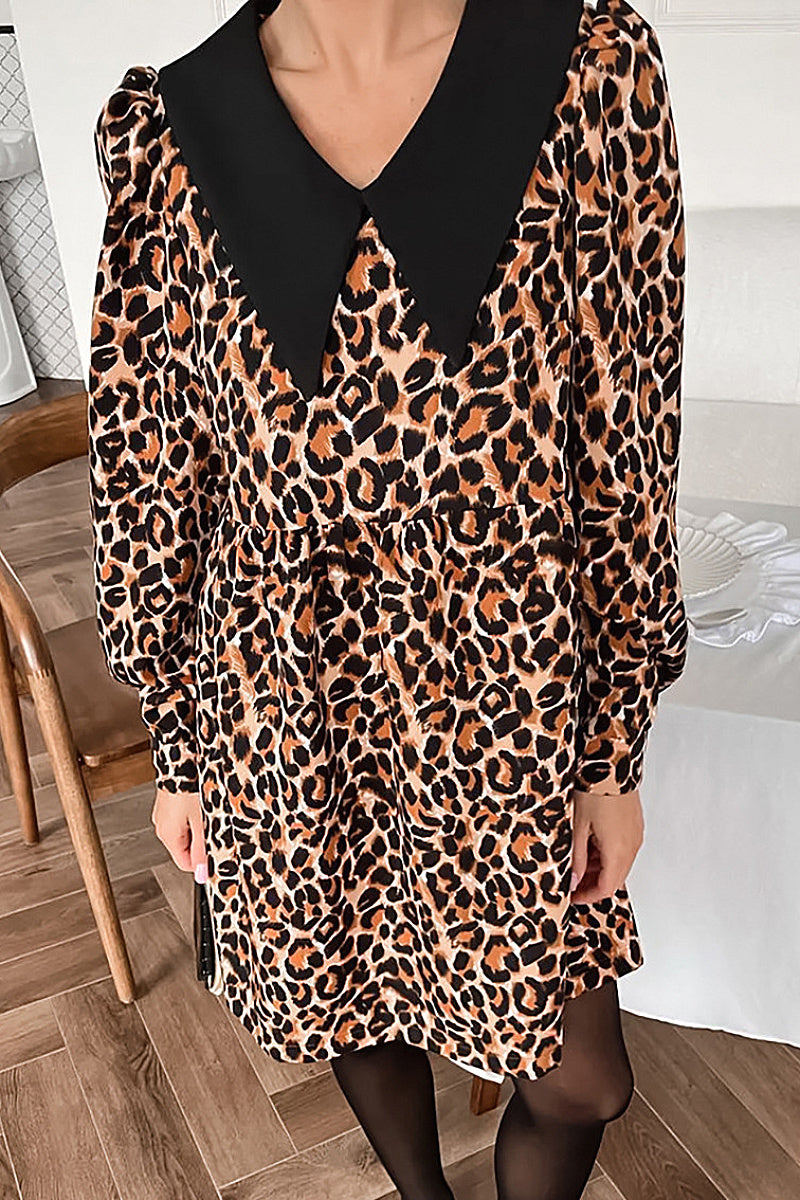 Chic Leopard Print High Waist Dress