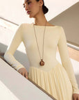 Elegant Knitted Round Neck Long Dress for Women
