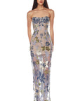 Elegant Embroidered Sequin Flower Strapless Dress