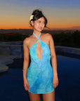 Floral Halter Neck Backless Dress for Women