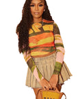 Trendy Tie-Dye Long Sleeve Crop Top