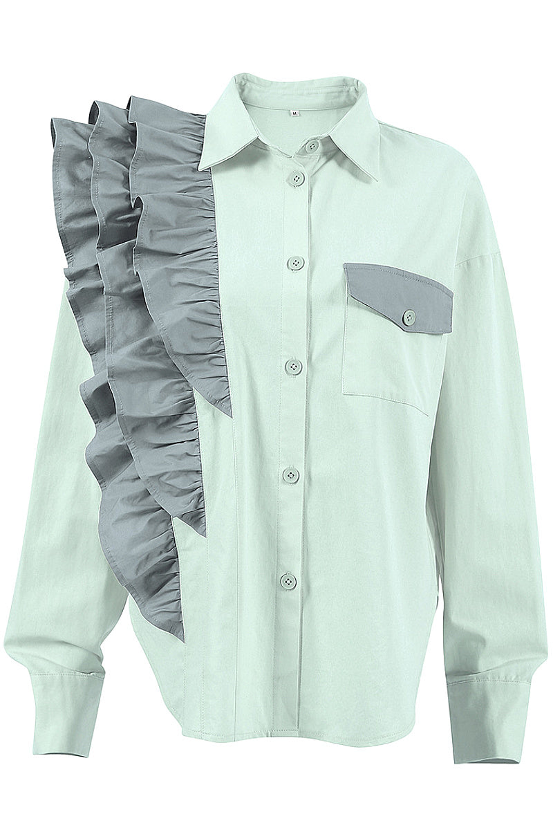 French Design Asymmetrical Shirt for Casual Wear