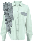 French Design Asymmetrical Shirt for Casual Wear