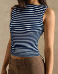 Stylish Striped Slim Fit Sleeveless Top for Women