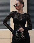 Chic Sheer Lace Long Sleeve Top