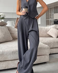 Gray Sleeveless Vest Set for Elegant Commuting