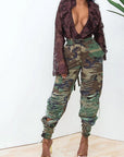 Camouflage Slim Fit Ripped Casual Pants