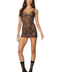 New Leopard Print Bodycon Dress with V-Neck