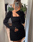Elegant A-Line Dress with Long Sleeves